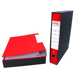 RACCOGLITORE 2 ANELLI CON CUSTODIA PROTOCOLLO CM.35x28 DORSO 5 ROSSO