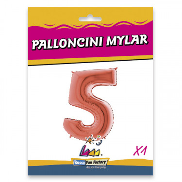 PALLONCINO MYLAR ROSE GOLD NUMERO 5 CM.102 D.40