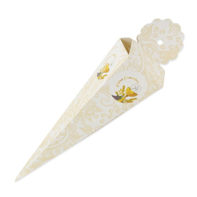 COMUNIONE CALICE SCATOLINA PORTA CONFETTI CONO QUADRATO CONF.25PZ. BIGPARTY