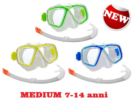 MASCHERA SET MEDIUM 7-14 ANNI FELIX VETRO TEMPERATO TUBO CUSTODIA IN PVC 76709