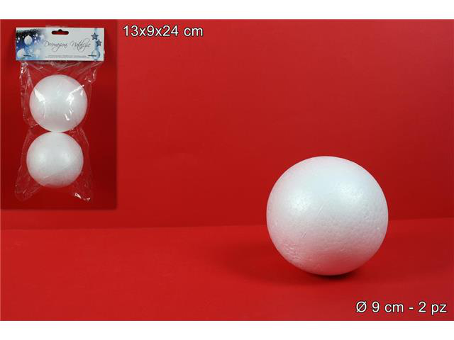 POLISTIROLO SFERE LISCIE DA DECORARE 9 CM. CONFEZIONE 2 PALLE DUESSE