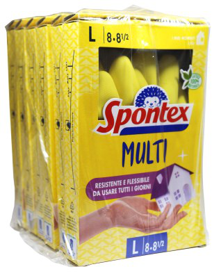 GUANTI MULTIUSO IN GOMMA SPONTEX TAGLIA L GIALLI FATIGATI