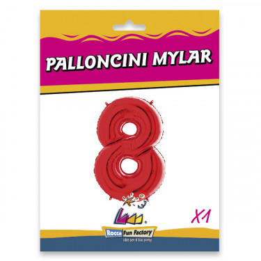 PALLONCINO MYLAR ROSSO NUMERO 8 CM.102 D.40