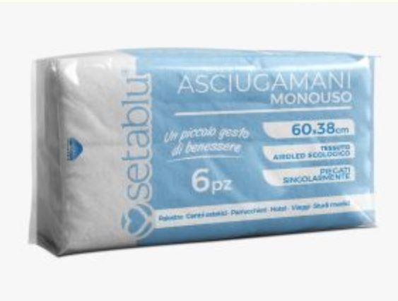 MONOUSO ASCIUGAMANO CM.60x38 CONF. 6PZ. SETABLU