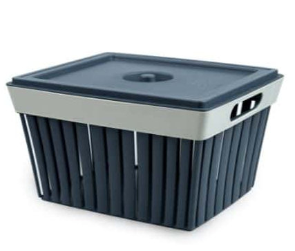 CESTA IN PLASTICA CON COPERCHIO E MANICI CM.27x16xH.20 LINE DOGA ANTRACITE ECO