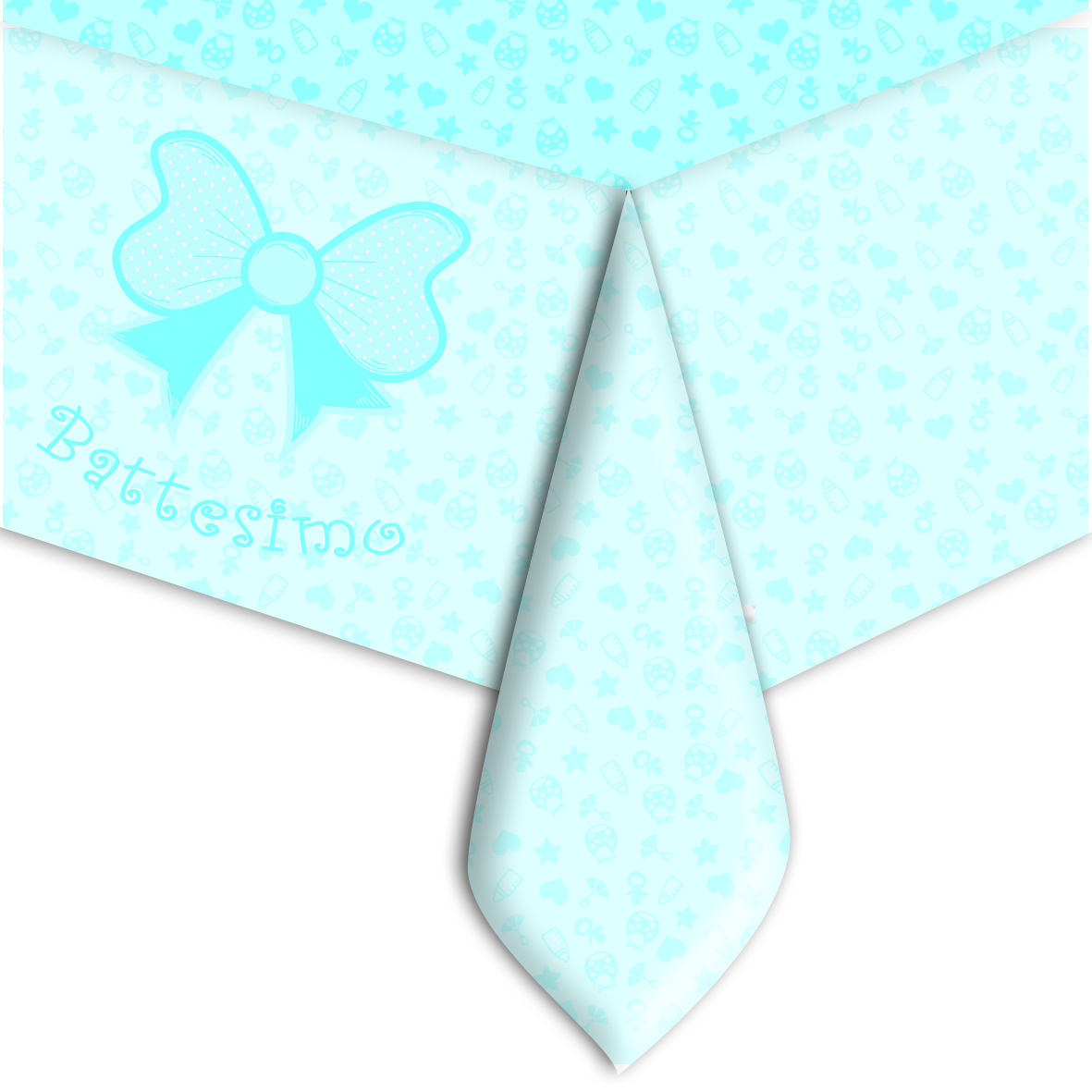 BATTESIMO CELESTE DECORO FIOCCO TOVAGLIA IN PLASTICA CM.140x270 BIGPARTY