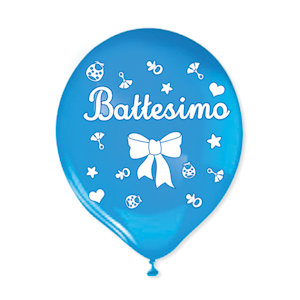 FESTA BATTESIMO CELESTE PALLONCINI 12 POLLICI  CM.30 CONF.20PZ. VALVOLA SOTTO BI