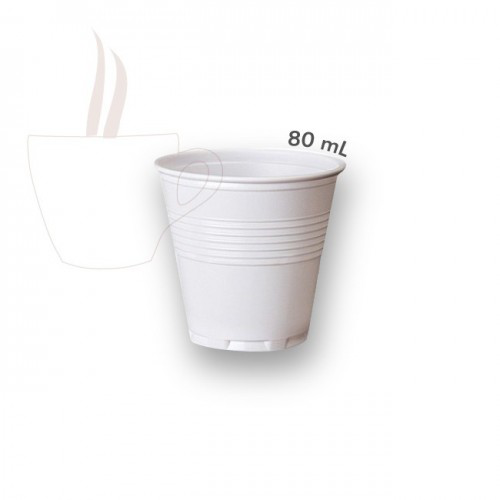 BICCHIERE IN PLASTICA RIUTILIZZABILE 80cc. BIANCO CONF.100PZ.