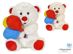 PELUCHE ORSO BIANCO SEDUTO CON CUORE CM.35 721876 GENERAL