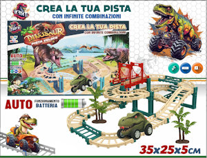 PISTA MONTAGNE RUSSE DINOSAURO OFF ROAD CON AUTO A BATTERIA PLAYMORE