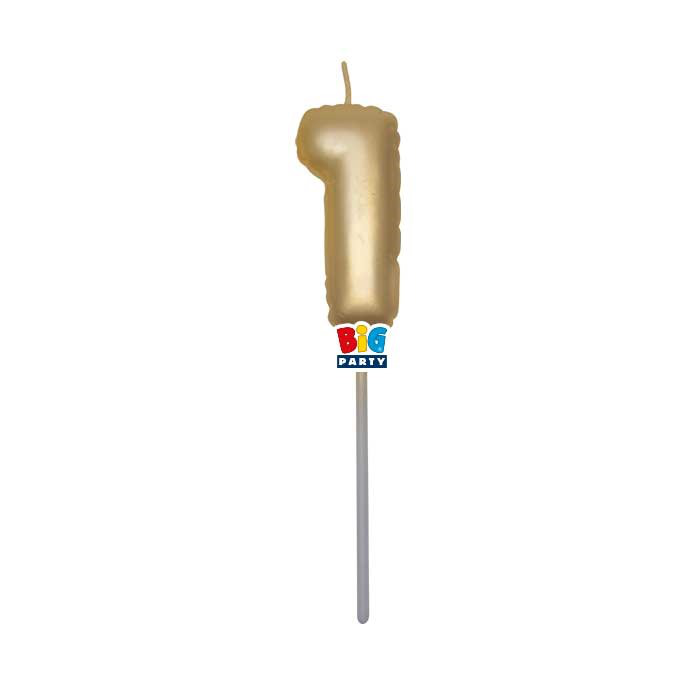 CANDELINA CERA BALLON CM.13 ORO METAL N.1 BIGPARTY