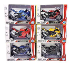 AUTO MODELLINO MOTO 1:18 MOTO DA STRADA YAMAHA SUZUKI 41256 ODS