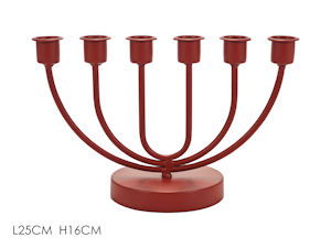 CANDELA SOLO PORTACANDELA CANDELABRO IN METALLO 6 POSTI ROSSO 435421 GENERAL