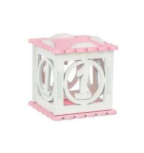 SCATOLA CUBO IN LEGNO NUMERO 1 ROSA CM.5x5x5 PEZZI 4
