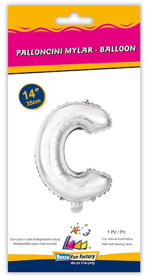 PALLONCINO MYLAR  cm.36 LETTERA ARGENTO C