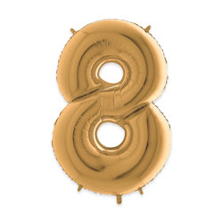 PALLONCINO MYLAR ORO NUMERO 8 CM.102 D.40