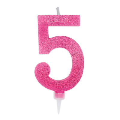 CANDELINA MAX CERA SWEETY CM.15 GLITTER FUCSIA N. 5 BIGPARTY