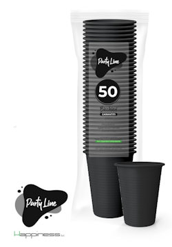 BICCHIERE IN PLASTICA RIUTILIZZABILE 200CC NERO 50PZ PARTY LINE