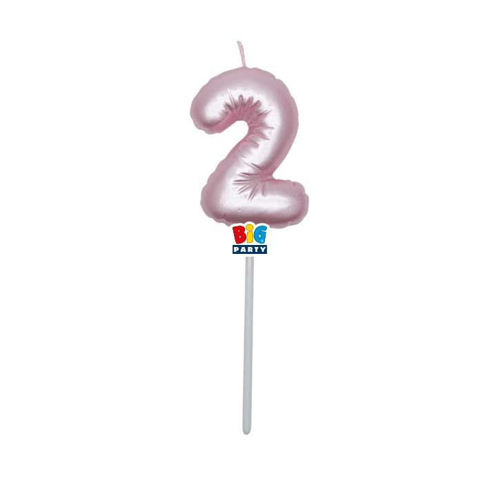 CANDELINA CERA BALLON CM.13 ROSA PERLA N.2 BIGPARTY