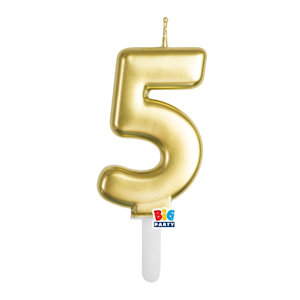 CANDELINA CERA TINY PLUMP CM.7 ORO METAL N. 5 BIGPARTY