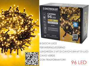 96 LED MINILUCCIOLE ESTERNO MT.3,84+2 CAVO ORO PROGRAMMABILE 449949O GENERAL
