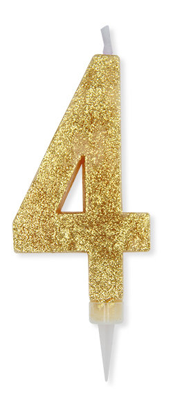 CANDELINA MAX CERA SWEETY CM.15 GLITTER ORO N. 4 BIGPARTY
