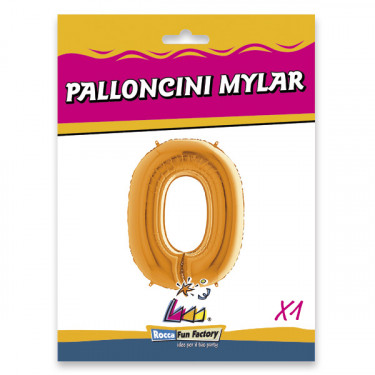 PALLONCINO MYLAR ORO NUMERO 0 CM.102 D.40