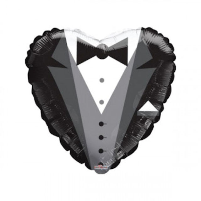 MATRIMONIO PALLONCINO MYLAR CUORE DECORATO VESTITO SPOSO cm.45 D.18