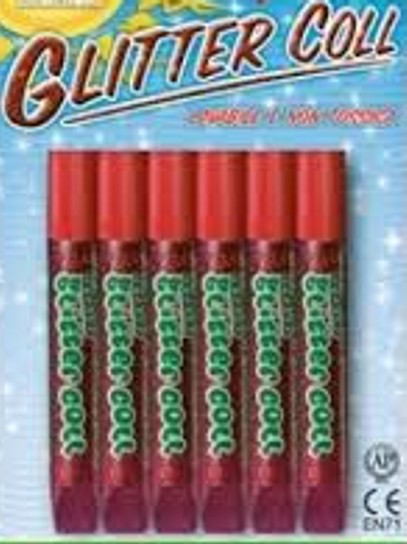 PORPORINA CON COLLA GLITTER  10ML. CONF. 6PZ. ROSSO NIKOFFICE