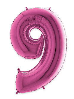PALLONCINO MYLAR FUXIA NUMERO 9 CM.102 D.40