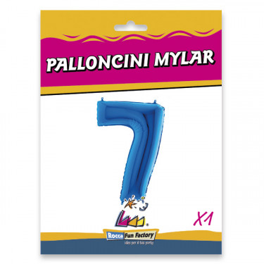 PALLONCINO MYLAR BLU NUMERO 7 CM.102 D.40
