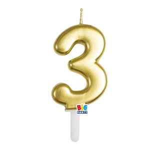 CANDELINA CERA TINY PLUMP CM.7 ORO METAL N. 3 BIGPARTY