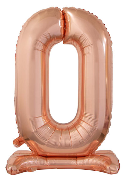 PALLONCINO MYLAR NO ELIO ROSA GOLD NUMERO 0 D.30 CON PIEDINI CM.76