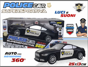 AUTO MODELLO AUTOMEZZI FORZE DELL'ORDINE POLICE MOVIMENTO 360° LUCI SUONI PLAYMO