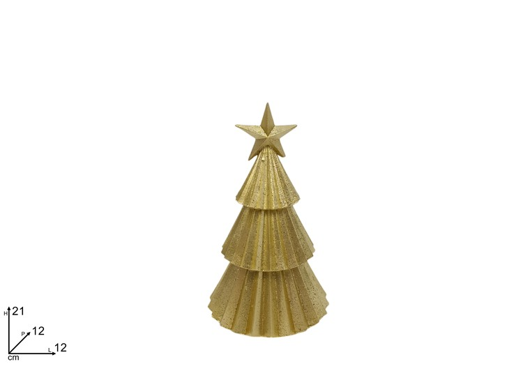 ALBERO DI NATALE IN PVC GLITTERATO ORO CON PUNTA STELLA CM.H.21 DUESSE