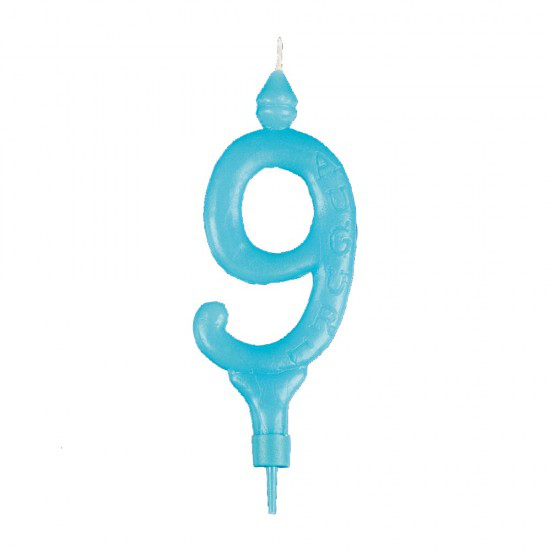 CANDELINA CON PIEDINO CELESTE N.9 IN BLISTER CON PIEDINO