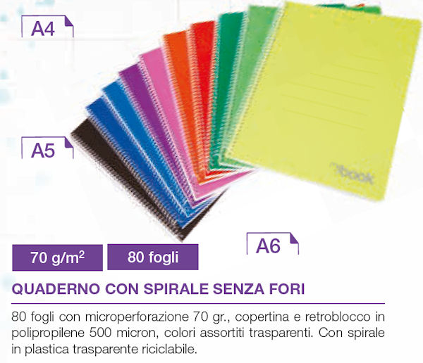 QUADERNONE SPIRALATO COPERTINA IN PPL NO FORO 80FF A4 RIGAT 1 RIGO NIK PEZZI 10