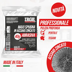 SPUGNA ABRASIVA ACCIAIO ZINCATA 40gr. IN BUSTINA IRGE