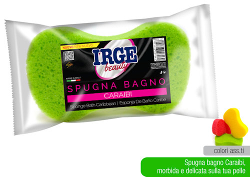 SPUGNA CORPO RETTANGOLRE SAGOMATA CARAIBI COLOR IN BUSTA IRGE
