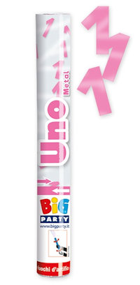 PRIMO COMPLEANNO ROSA TUBO SPARA CORIANDOLI METAL CM.30 BIGPARTY