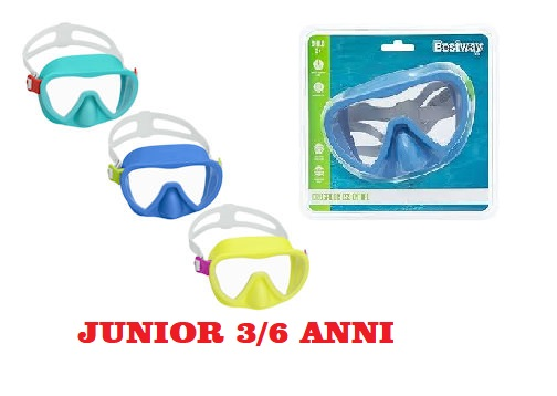 MASCHERA JUNIOR 3-6 ANNI GUPPY IN VETRO PLASTICO SU BLISTER 22057 BESTWAY