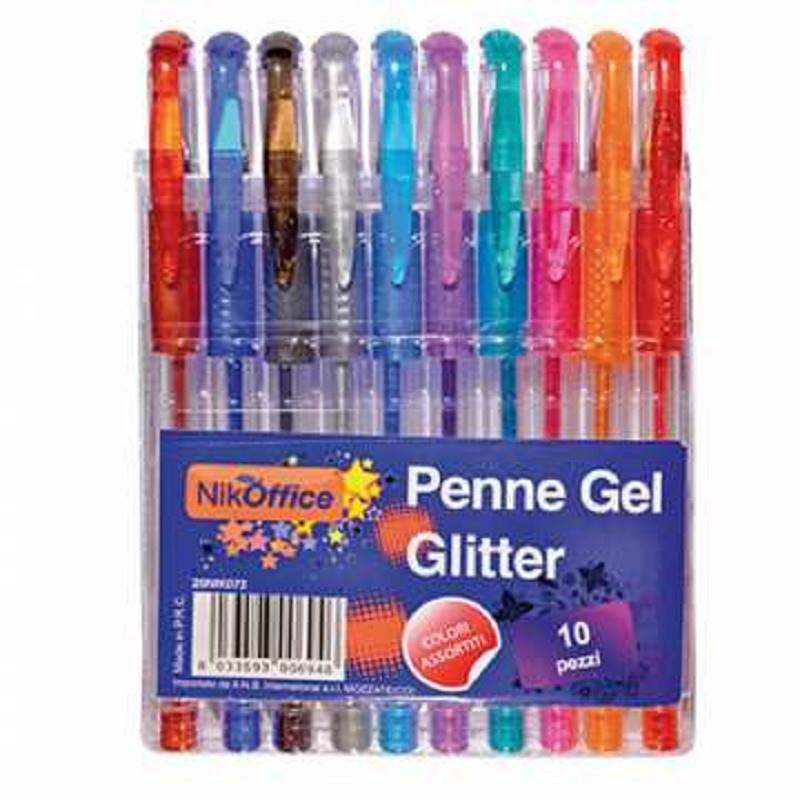 PENNA GLITTER GEL NIKOFFICE CONF. 10PZ.