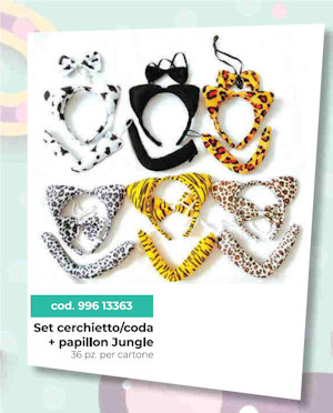 ACCESSORI TESTA CERCHIETTO SET CON PAPILLON E CODA JUNGLE