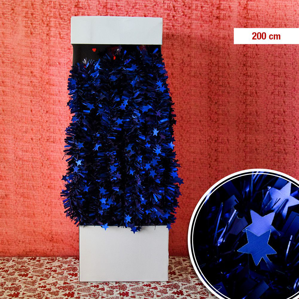 FILO ADDOBBO A CLASSICO CON DEC. PALLINE BLU CM.200 IDEA'S 939075