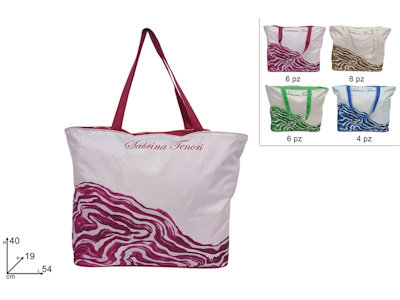BORSA MARE CM.40x19x54 FANTASIA SABRINA TENORI BICOLORE ONDE DUESSE