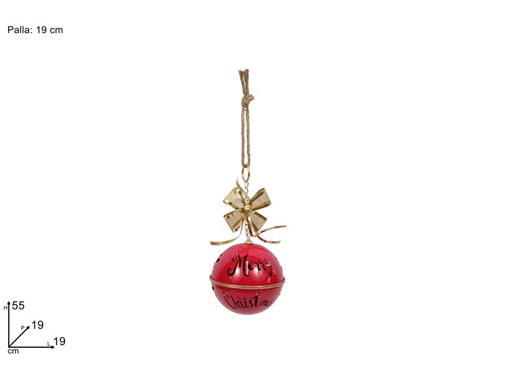 SFERE SINGOLE 19 CM. CON SCRITTA E DECORO FIOCCO ROSSA DUESSE