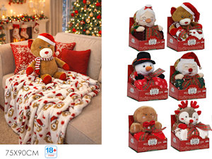 PLAID NATALIZIO CM.90x75 CON PELUCHE NATALIZIO CM.H.20 594152 GENERAL