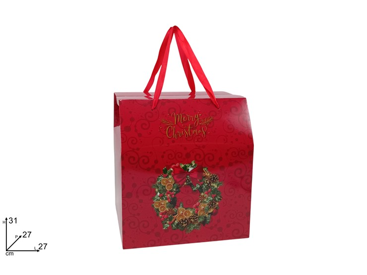 SCATOLA IN CARTONE NATALIZIA CON MANICI CM.27x27x31 DUESSE