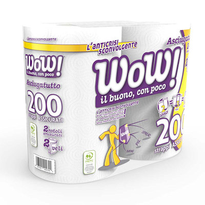 ASCIUGATUTTO IN CARTA WOW 2 ROTOLI 2 VELI
