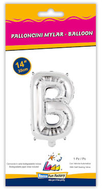 PALLONCINO MYLAR  cm.36 LETTERA ARGENTO B